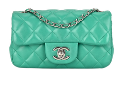 Mini Rectangle Flap, Lambskin, Green, 16339419, 2*